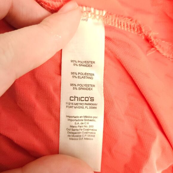 Chico's 3 Womens 16 Pink Cap Sleeve Crew Neck Blouse Top Polyester Spandex - Picture 4 of 7